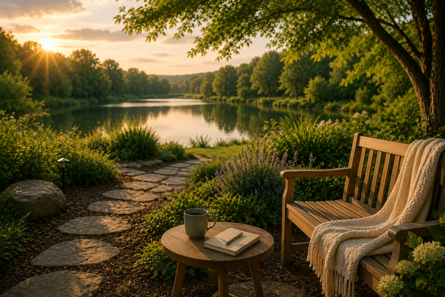 A calm natural setting representing support for anxiety and depression
